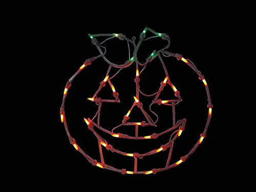 Northlight Lighted Jack-O-Lantern Halloween Pumpkin Window Silhouette Decoration, 14", Orange