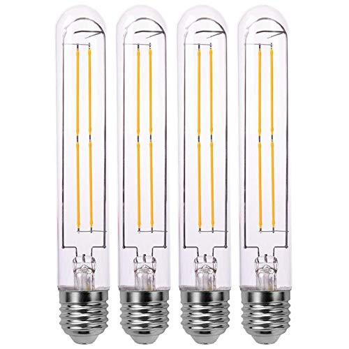 4 Pack T10 LED Bulb 8W Dimmable E26 Base Tubular Light Bulb 2700K Warm White 75W Equivalent 800lm T10 Bulb for Rustic Pendant, Wall scones Tube Light Bulbs Desk Lamp Vintage Edison Long Light Bulb