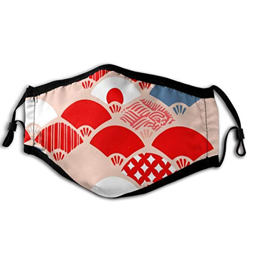 Face Masks Unisex Mouth Cover Mask Japanese Red Hand Fan Washable Black Face Bandanas