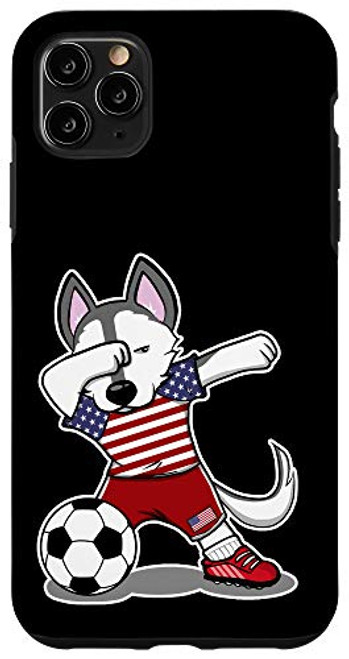iPhone 11 Pro Max Dabbing Husky America Soccer American Flag Football Lovers Case
