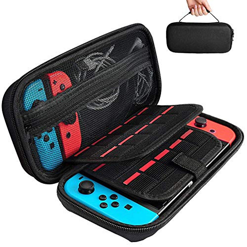 Yoozalo Nintendo Switch Case, 20 Game Cartridges Protective Hard Shell Travel Carrying Case Pouch for Nintendo Switch Console and Accessories, Black