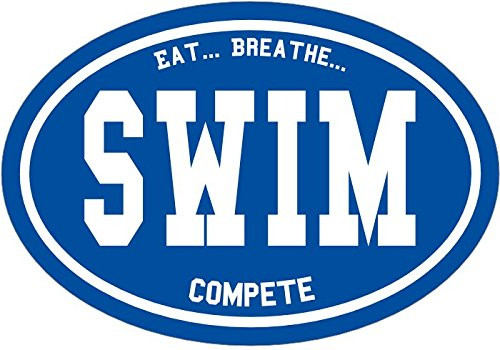WickedGoodz Oval Eat Breathe Compete Swim Vinyl Window Decal - Swimming Bumper Sticker - Perfect Swimmer Sport Coach Gift WickedGoodz Oval Eat Breathe Compete Swim Vinyl Window Decal - Swimming Bumper Sticker - Perfect Swimmer Sport Coach Gift