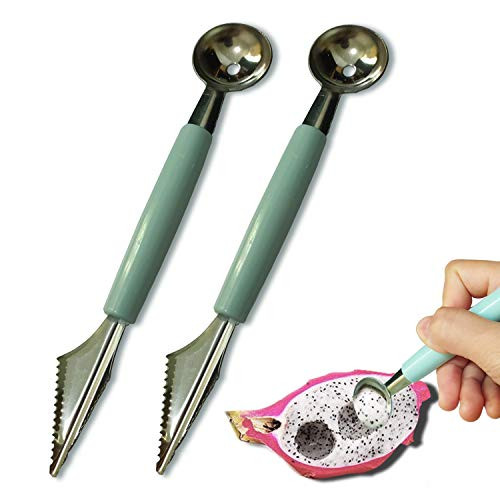 2 Pieces Melon Ballers Scoop Double-headed Stainless Steel Fruit Carving Knife Kitchen Tool for Making Melon Ball and Fruit Carving or ice Cream Scooper