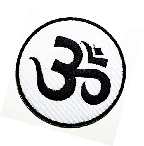 White Circle Buddhist Symbol Inner Peace Patch Buddha Wisdom Buddhist aum om Yoga Cartoon Kids Patch Embroidered Iron On Patches Cute Sewing On Patches Appliques for Clothes Jackets Hats Backpacks