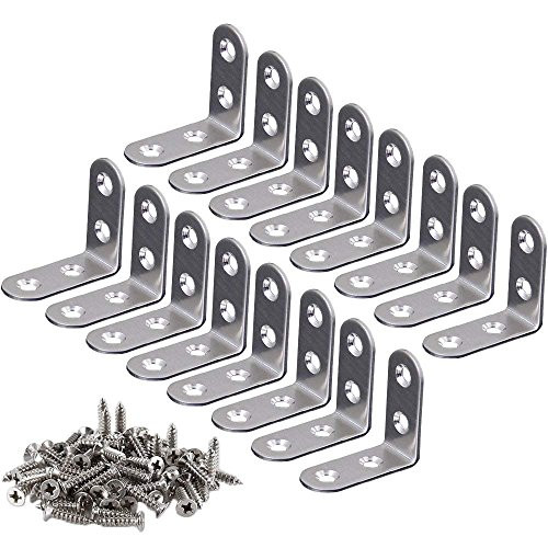 Teenitor Corner Brace, 40mmx40mm Stainless Steel Brace Corner Steel Joint Right Angle Bracket Fastener, 16 Pieces with Screws