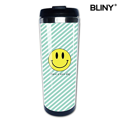 BLINY Funny Coffee Mug Smile Face - Have a Nice Day - Travel Mug cup Tumbler 350ml Tea Mug BLINY Funny Coffee Mug Smile Face - Have a Nice Day - Travel Mug cup Tumbler 350ml Tea Mug
