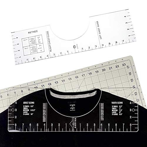 T-Shirt Ruler Guide -T-Shirt Alignment Tool Vinyl Ruler - Sublimation Designs on T-Shirt- Vinyl Ruler Guide Size Chart - T-Shirt Ruler Guide for Vinyl and Sublimation - T-Shirt Alignment Guide