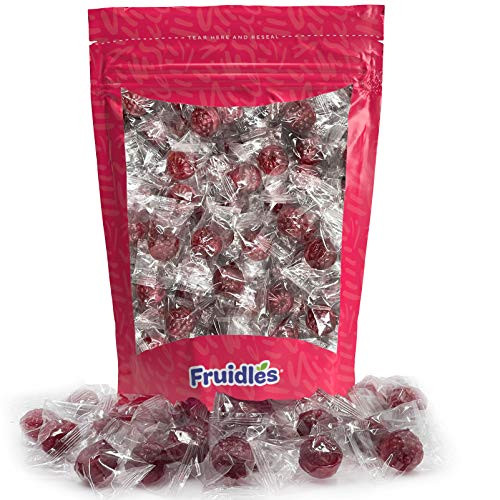 Filled Raspberries Candies, Round Hard Candy, Kosher Parve, Individually Wrapped -40 Count -Half-Pound--