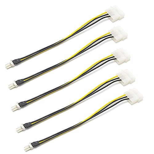 3 Pin ATX Fan to 4 Pin Molex Connector Cable Fan Power Adapter Cable, D Type 4-pin Molex to 3 Pin Fan Power Adapter Cable - 5 Pack