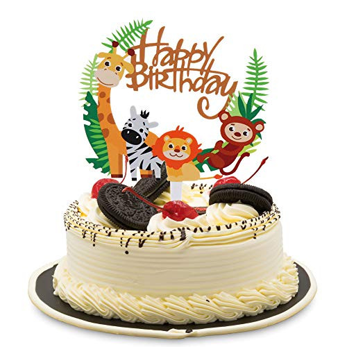 Cute Animal Theme Happy Birthday Acrylic Cake Topper for Baby Birthday Shower Party Cute Animal Theme Happy Birthday Acrylic Cake Topper for Baby Birthday Shower Party