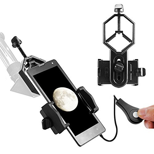 Meking Universal Cell Phone Adapter Mount + Wire Shutter, Compatible with Binocular Monocular Spotting Scope Telescope and Microscope for Iphone Samsung, Best for Recording the Nature of the World