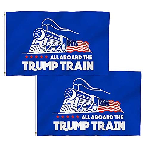 Qaxlry Trump-2020-Flag Train 3x5 Outdoor, Trump Train-Flags All Board The Train 2020 MAGA Flags Banner with Grommets for Garden Yard Decoration Celebration Parade Anniversary Display