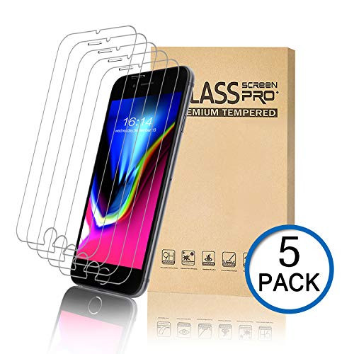 SEYOO [5 Pack] Screen Protector Compatible with iPhone 8 Plus/iPhone 7 Plus/iPhone 6S Plus/iPhone 6 Plus, 5.5 Inch, 0.26mm Tempered Glass Screen Protector, 3D Touch, Case Friendly, Bubble Free