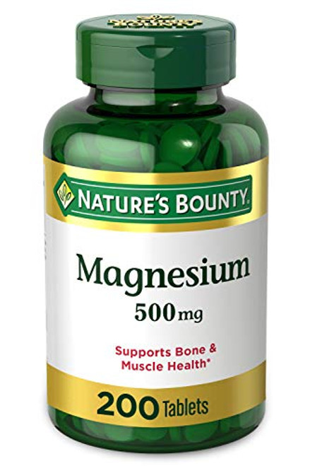 Magnesium by Natures Bounty, 500mg Magnesium Tablets for Bone  and  Muscle Health, 200 Tablets