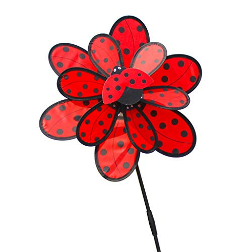 scwopeuer Kids Double Layer Beetle Windmill Wind Spinner Pinwheel Home Garden Yard Decor,Decorative Windmills for The Yard