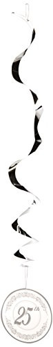Beistle 25th Anniversary Whirls 5 Piece Hanging Decorations, 40", Silver/White