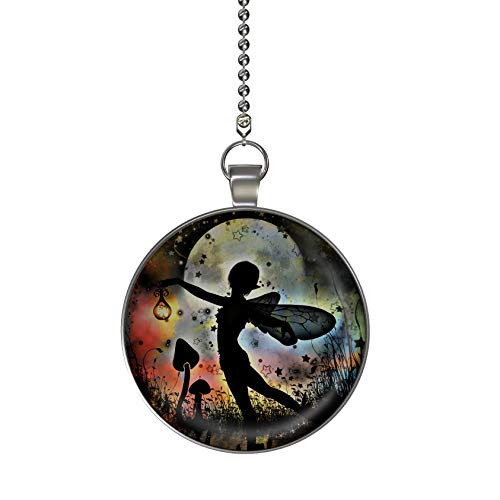 Gotham Decor Fairy Moon Dance Silhouette Ceiling Fan/Light Pull Pendant with Chain