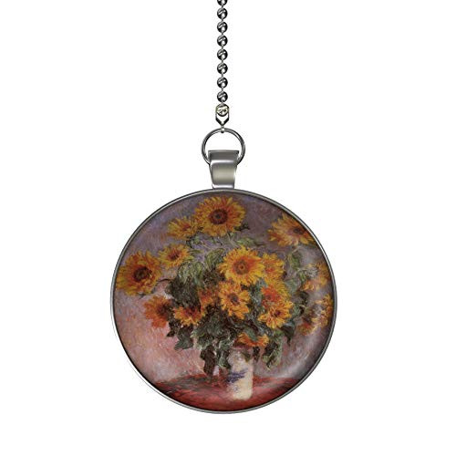 Gotham Decor Monet Sunflowers Ceiling Fan/Light Pull Pendant with Chain