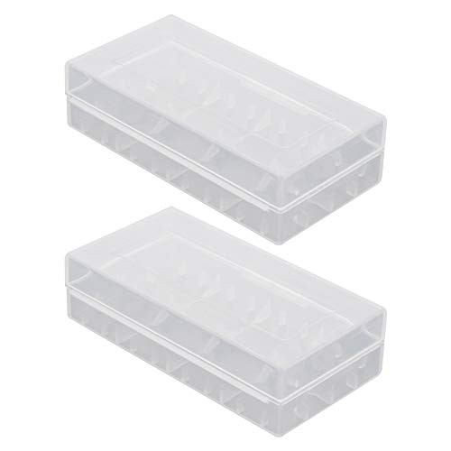 Fielect 18650 Battery Storage Case Holder Organizer Box Transparent 2Pcs