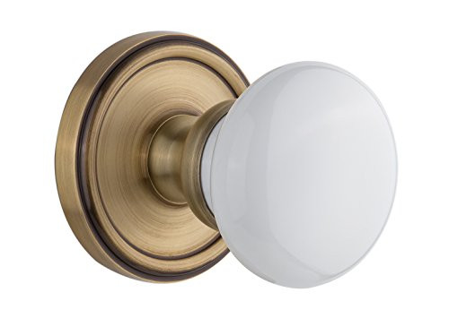 Grandeur Georgetown Rosette with Hyde Park Knob, Single Dummy, Vintage Brass