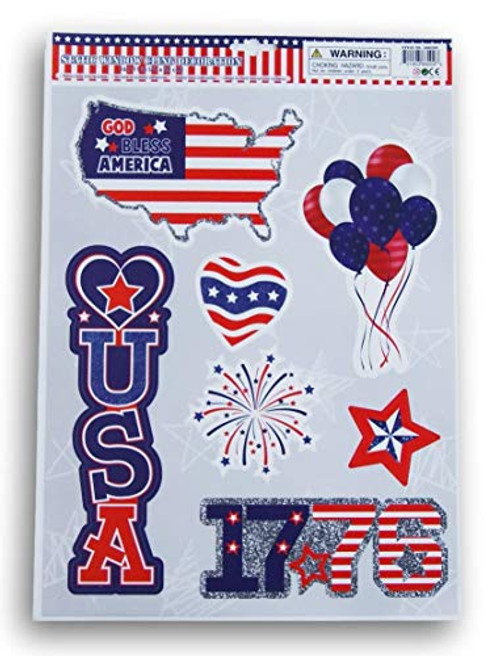 Patriotic 4th of July 1776 Balloons Window Clings - 11.25'' x 14.5'' - 7 Piece