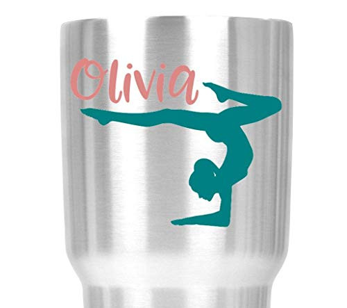 Gymnast Name Decal, Gymnastics Die Cut Sticker for Tumblers, Cups, Car Windows, Personalized Girls