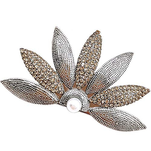 Afco Women Rhinestone Inlaid Fan Shape Flower Hairpin Hair Clip Side Bangs Accessory Wedding Party Evening Hair Accessory 2-
