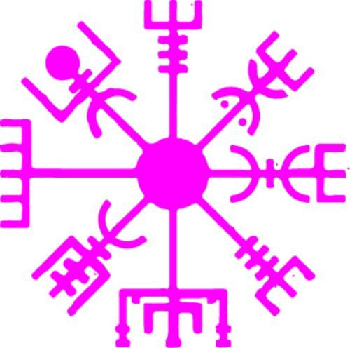 WickedGoodz Pink Vinyl Vegvísir Viking Compass Decal Transfer - Rune Bumper Sticker - Norse Scandinavian Gift