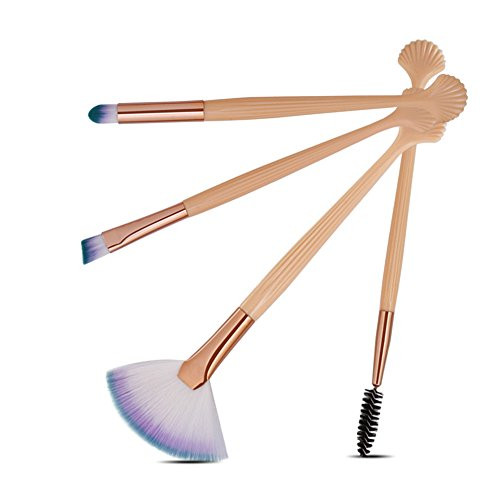ZoePets4pcs Powder Blusher Fan Brush Highlighter Highlighting Eye Shadow Contour Blending Brush Professional Makeup Brush
