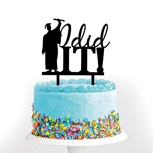 Black I did it 2019 Graduation Cake Topper-Congrats Grad Party Decorations Supplies-High School Graduation, College Graduate Cake Topper