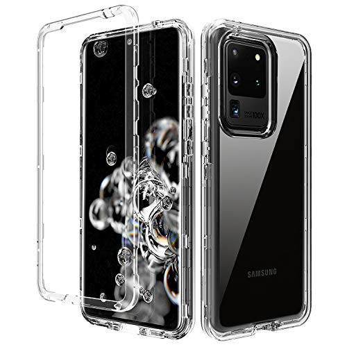 KANGYA Galaxy S20 Ultra Case Samsung Galaxy S20 Ultra Clear Cases -2020- 3 in 1 Transparent Hybrid Hard PC Soft TPU Bumper Heavy Duty Shockproof Cover for Galaxy S20 Ultra 6.9 Inch - Crystal Clear