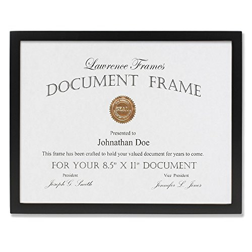 Lawrence Frames Black Wood Certificate Picture Frame, Gallery Collection, 8-1/2 by 11-Inch