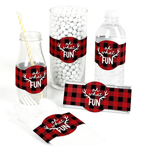 Prancing Plaid - DIY Party Supplies - Buffalo Plaid Holiday or Christmas Party DIY Wrapper Favors & Decorations - Set of 15