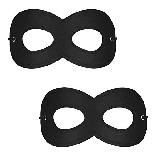 2Pcs Superhero Masks, Black Felt Eye Masks, Adjustable Half Masks for Kids