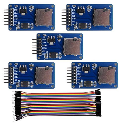 Micro SD Card Module with SPI Interface, for Arduino Raspberry Pi, Storage Board Breakout, Female to Male Dupont Cable?Pack of 5PCS
