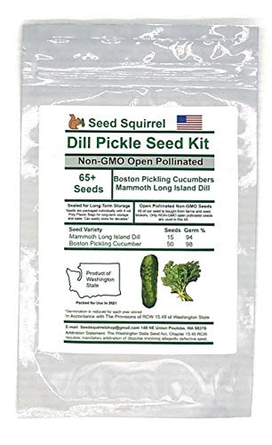 Boston Pickling Cucumber and Dill Pickle Seed Kit - 65 plus Non-GMO Open Pollinated Seeds for Making Dill Pickles