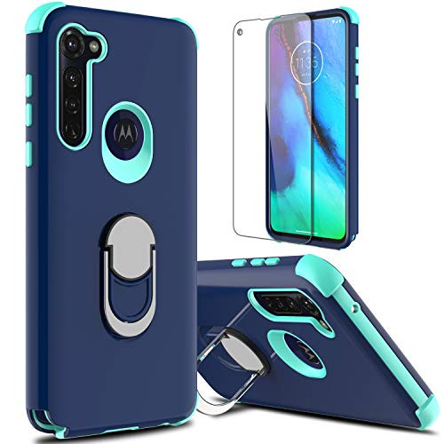 lovpec Moto G Stylus 2020 Case with Soft TPU Screen Protector, Ring Holder Kickstand Shockproof Protective Phone Case for Motorola Moto G Stylus/Moto G Pro 6.4 inches -Navy-