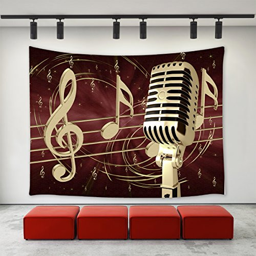 LBKT Music Decor Collection, Music with G-Clef Key Instrument Monochrome Creative Rhythmic Ornate Image Pattern, Bedroom Living Room Dorm Wall Hanging Tapestry LBKT Music Decor Collection, Music with G-Clef Key Instrument Monochrome Creative Rhythmic Ornate Image Pattern, Bedroom Living Room Dorm Wall Hanging Tapestry