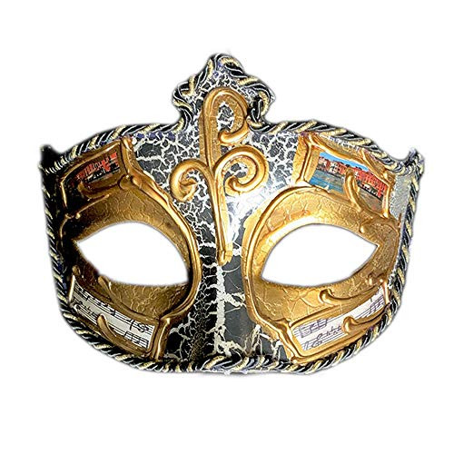 Rehoty Masquerade Mask for Men Vintage Venetian Mardi Gras Halloween Christmas Party Masks, Gold plusblack, One Size