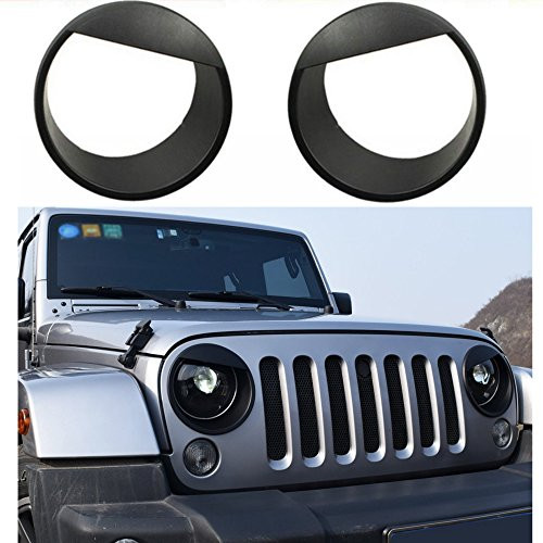 AVOMAR Matte Black Angry Bird Headlight Cover Bezels Front Light Cover Trim for 2007-2018 Jeep Wrangler JK & Wrangler Unlimited - A Pair