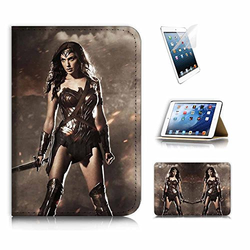 ( For iPad Mini 1 2 3 , Gen 1/2/3 ) Flip Wallet Case Cover and Screen Protector Bundle A9090 Wonder Woman