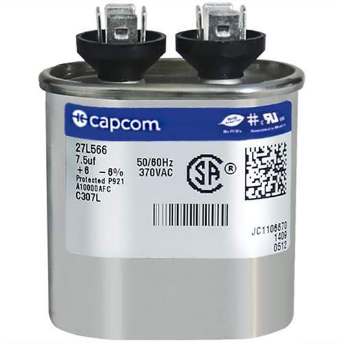 GE Genteq Capacitor Oval 7.5 uf MFD 370 volt 27L566,