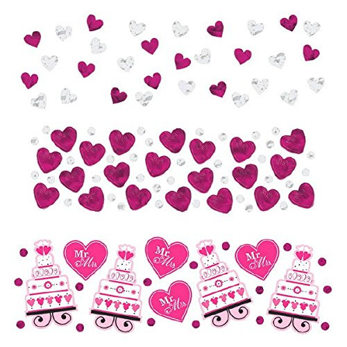 amscan Bright Pink Heart  and  Cake Value Confetti - Wedding and Engagement Party