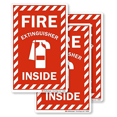 SmartSign Fire Extinguisher Inside Label - 4" x 6" Engineer Grade Reflective, Pack of 3