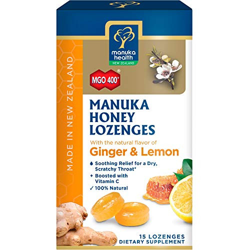 Manuka Health, MGO 400 plus Manuka Honey Lozenges with Lemon  and  Ginger, 15 lozenges, 2.66 oz