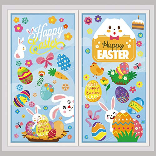 Easter Window Clings Easter Stickers - 150pcs 10 Sheets Easter Window Clings for Glass Windows Spring Window Clings Window Stickers for Kids