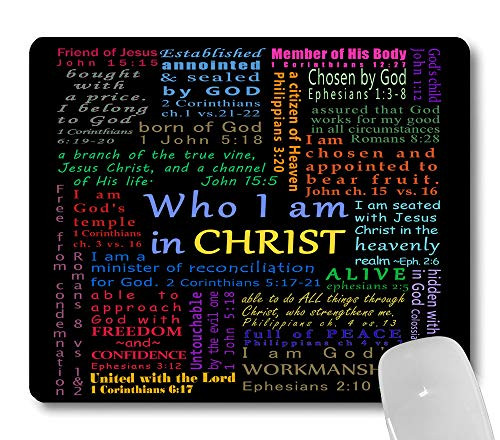 Wknoon Inspirational Quote Gaming Mouse Pad Custom, Christian Bible Verse Scripture Quotes Colorful Design Art Motivational Sayings Mouse Pads