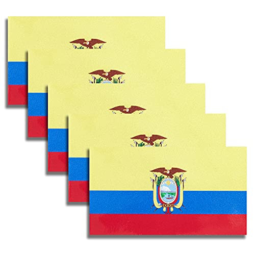 HSQCEZ 5 Pcs Ecuador Flag Vinyl Decal , Tactical Ecuadorian Flag Decal Sticker, Ecuadorian Stickers for Vehicles Car Window Bumper 2.5 x 4.5 Inch