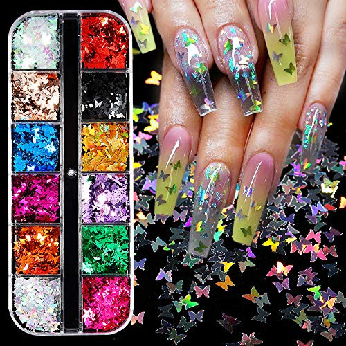 3D Holographic Butterfly Nail Glitter 12 Color/Set Butterfly Nail Glitter Sequins Laser Butterfly Nail Sequin Acrylic Paillettes for Nail Art Decoration and DIY Crafting 3D Holographic Butterfly Nail Glitter 12 Color/Set Butterfly Nail Glitter Sequins Laser Butterfly Nail Sequin Acrylic Paillettes for Nail Art Decoration and DIY Crafting