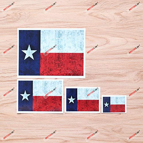 Texas State Flag TX Vinyl Decal Sticker - Grunge Subdued Vintage - 4 Pack Reflective, 2 Inches, 3 Inches, 4 Inches, 6 Inches - for Car Boat Laptop Cup Phone